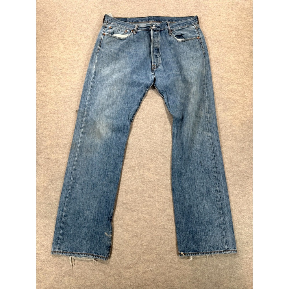 Levi's 501 Straight Leg Jeans Men 36x32 Blue Denim Medium Wash Casual Button Fly